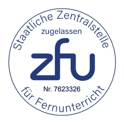 ZFU-Siegel Funkscheine SRC und UBI: Staatliche Zentralstelle für Fernunterricht, zugelassen unter Nr. 7623326