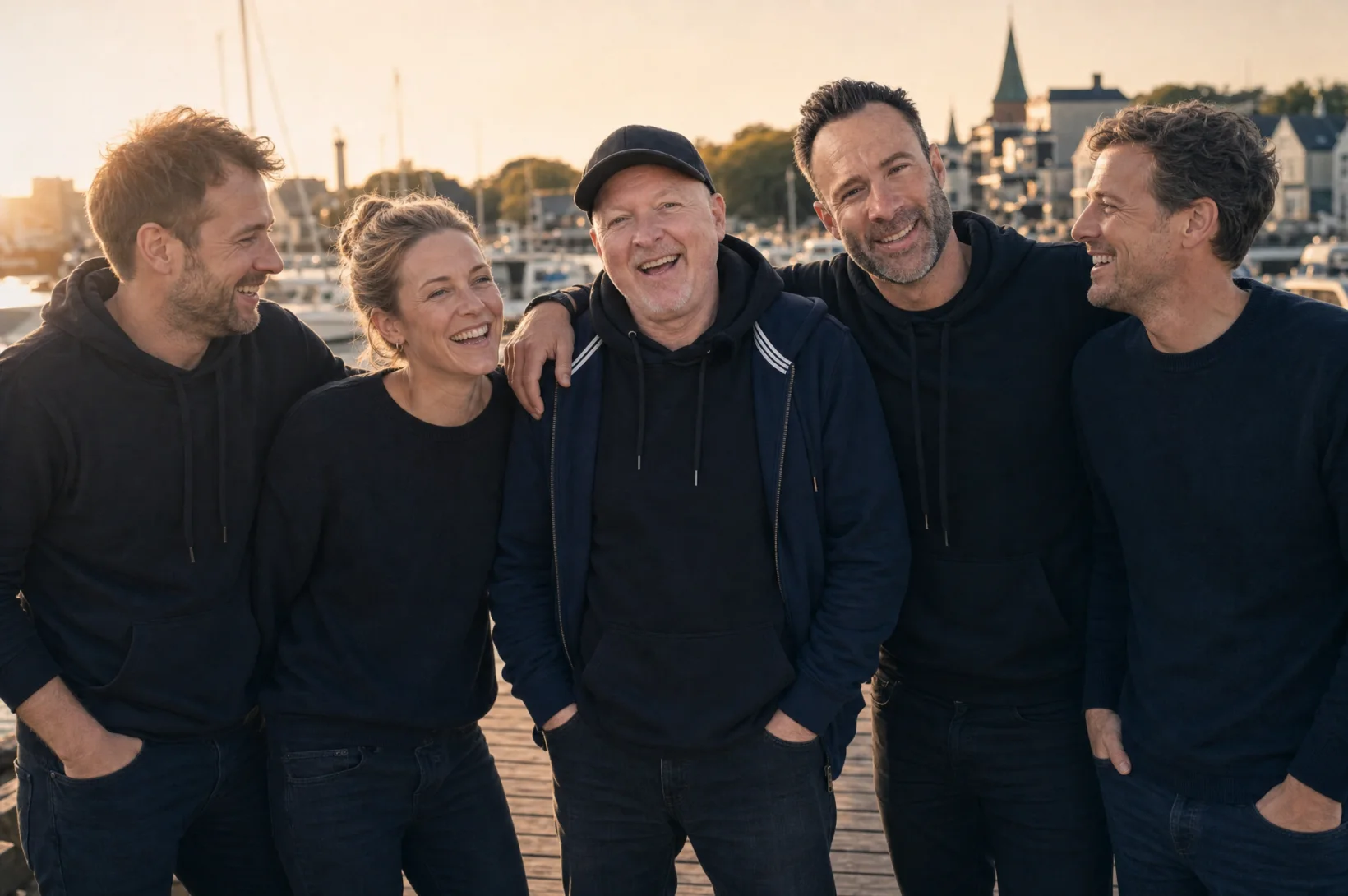 Joey Kelly mit Freunden auf dem Steg