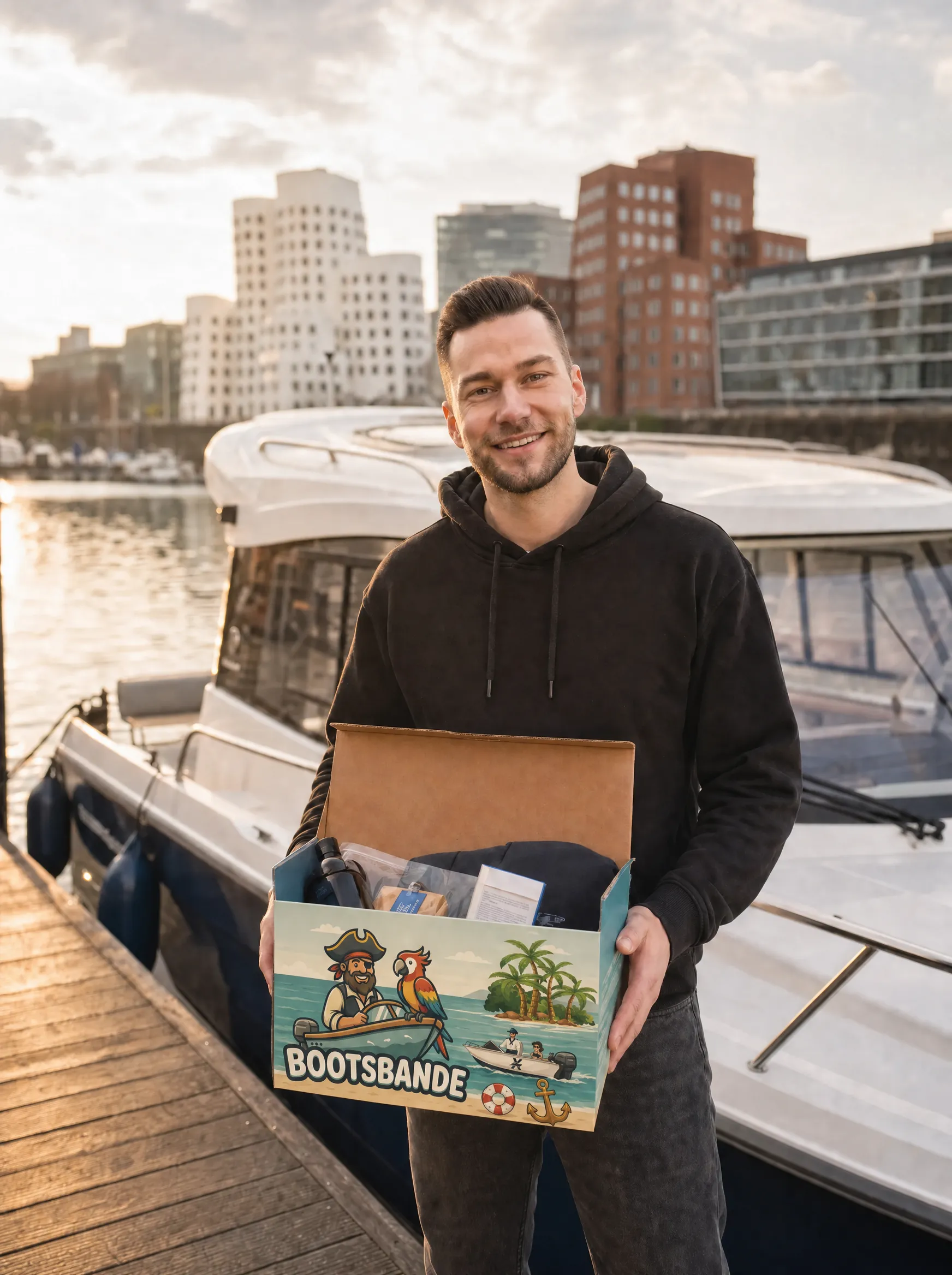 Captain Kev mit Willkommensbox